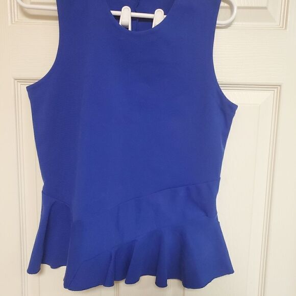 J crew top womens size medium blue structured flutter hem sleeveless blouse - Picture 8 of 13